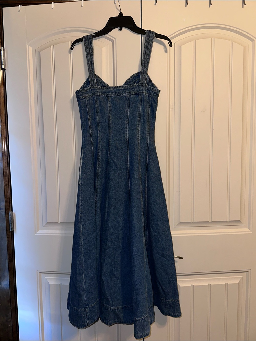 QUIET MOMENTS DARK WASH DENIM MIDI DRESS - Picture 5 of 10